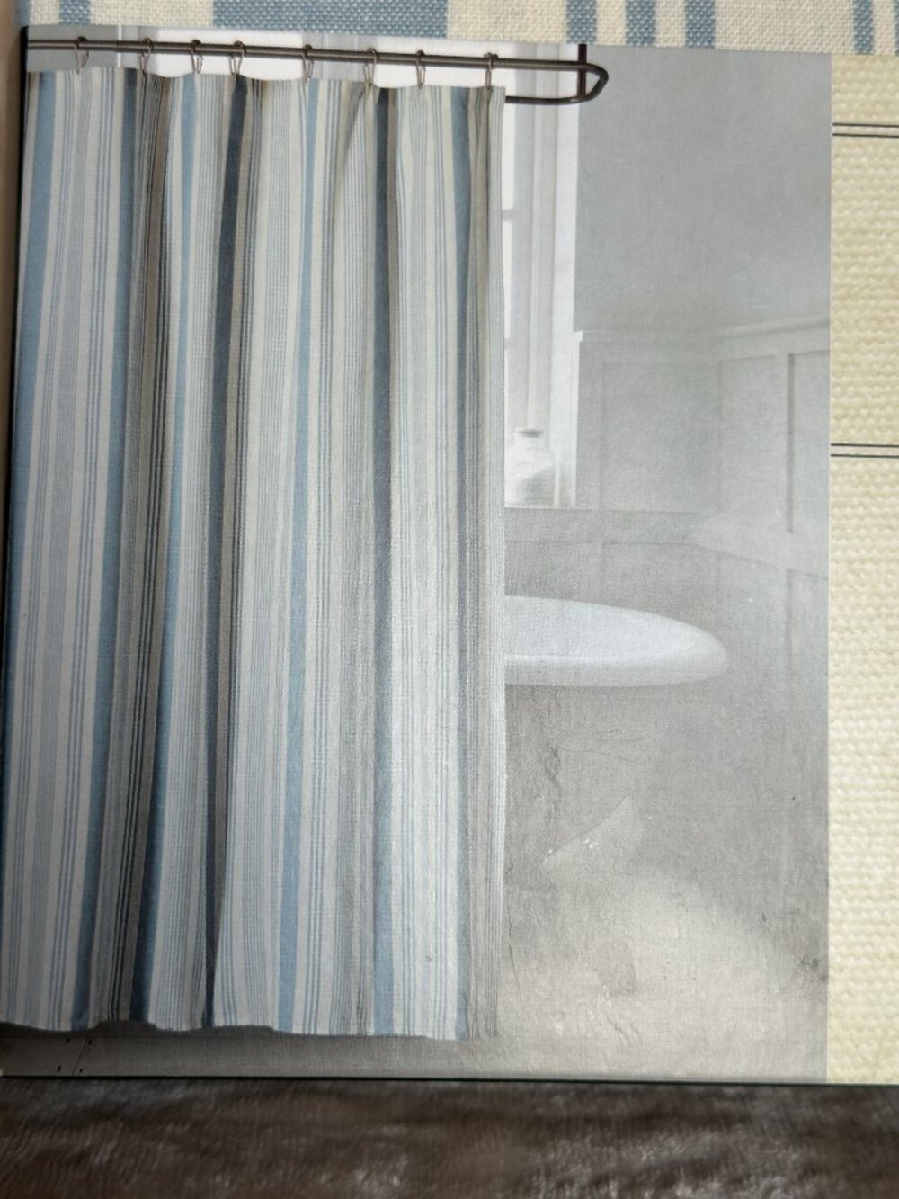 Bee & Willow Coastal Stripe Shower Curtain 100% Cotton 72"x72" Machine Washable - Picture 2 of 13
